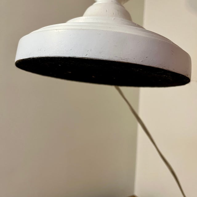 White 1980s McGuire-Style Rattan Reed Shade on White Resin Table Lamp For Sale - Image 8 of 10