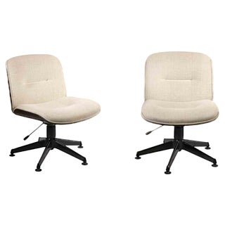 Set of Vintage Fabric Swivel Chairs, Mid-20th-Century For Sale