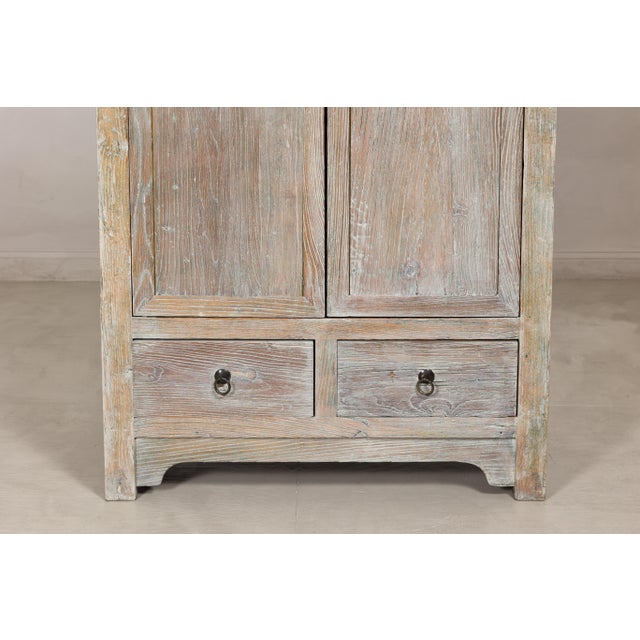 Vintage Chinese Whitewashed Elm Compound Cabinet, Mid-20th Century For Sale - Image 13 of 17