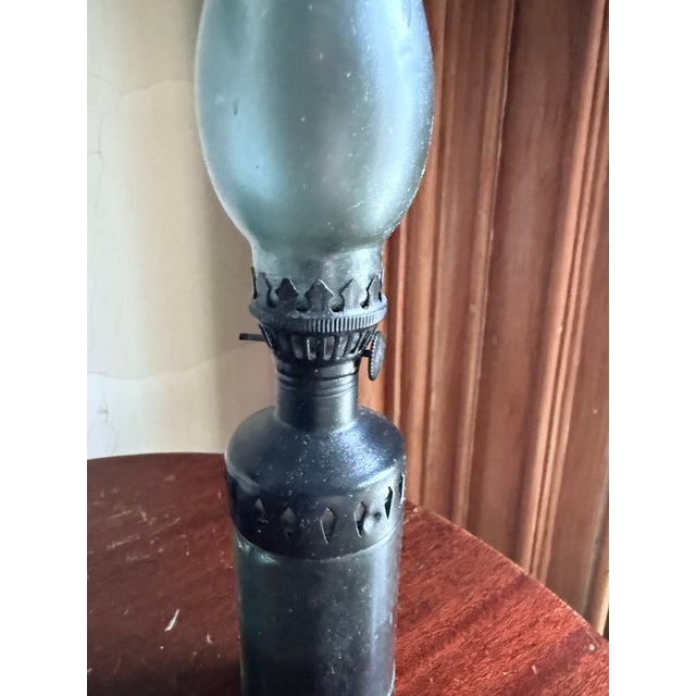Vintage Mid Century 1960s Mini Hurricane Lantern Blue Glass For Sale In New York - Image 6 of 9