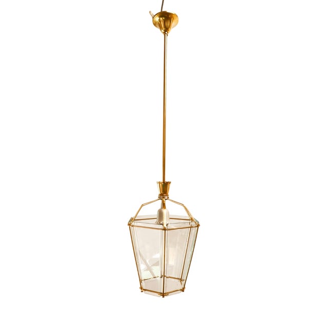 Brass and Clear Glass Lantern For Sale