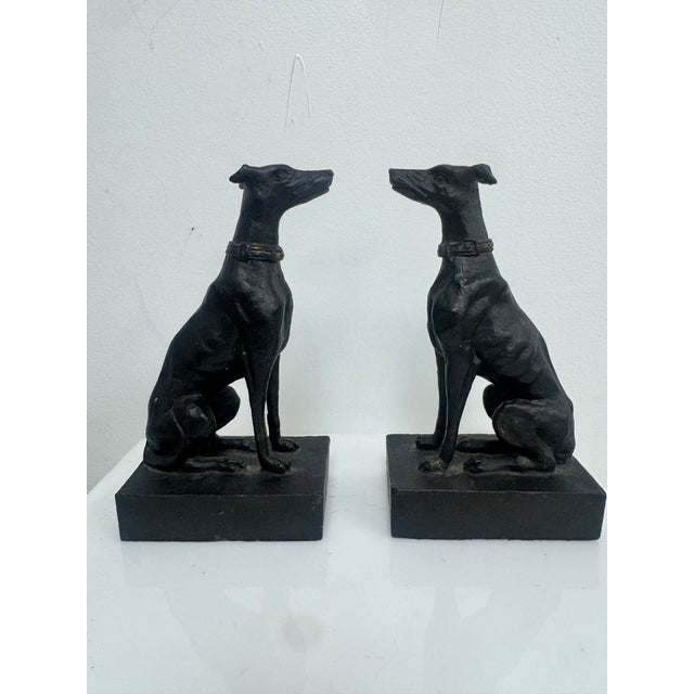 Late 20th Century Late 20th Century Pair of Cast Iron Greyhound Dog Bookends With Bronze Finish For Sale - Image 5 of 6