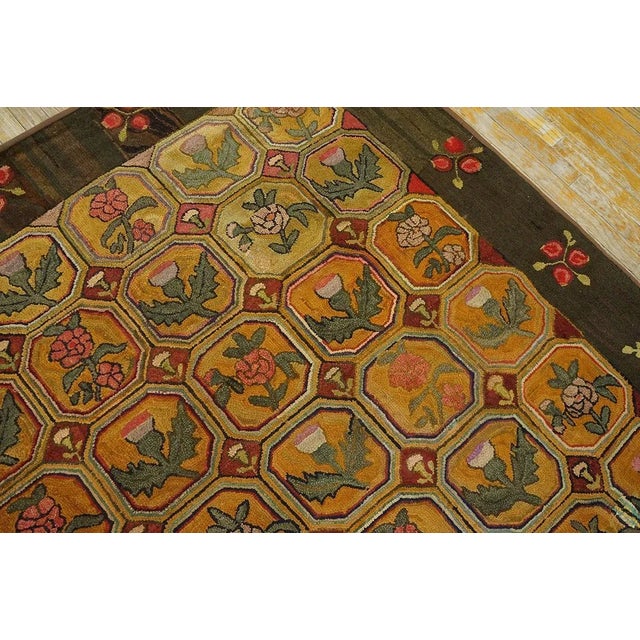 Antique American hooked rug. Size: 8'0" x 8'8" Allover floral pattern.