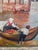 Blue Italian Venetian Fisherman Village Seaside Painting Signed For Sale - Image 8 of 13
