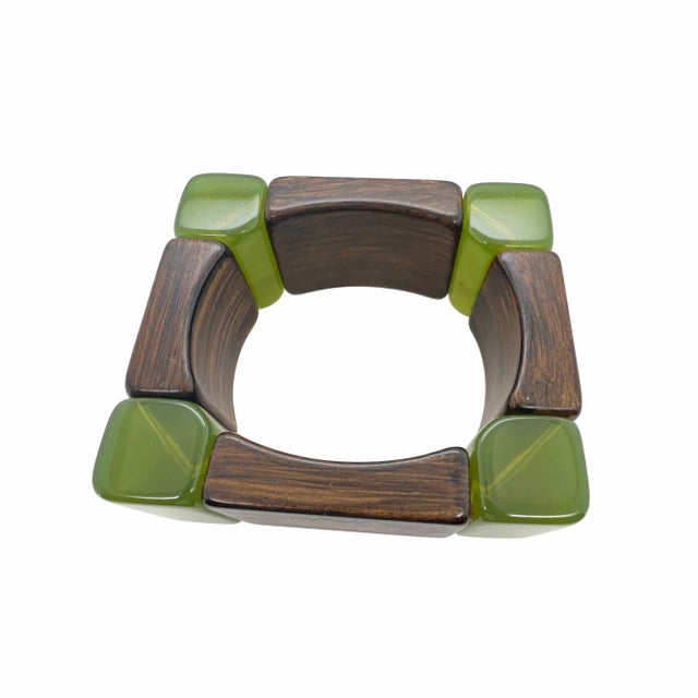 1930s Bakelite & Exotic Wood Square Bracelet For Sale - Image 4 of 4