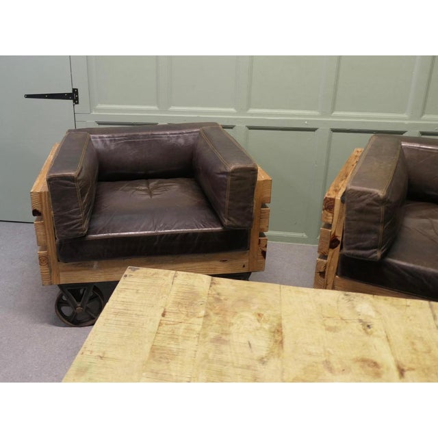 Industrial Wood Framed Club Chairs, 1970, Set of 4 For Sale - Image 4 of 8