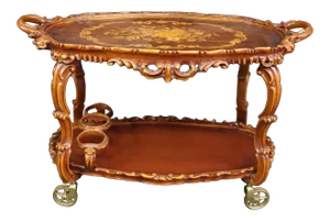 Italian Style Carved and Inlaid Bar Cart