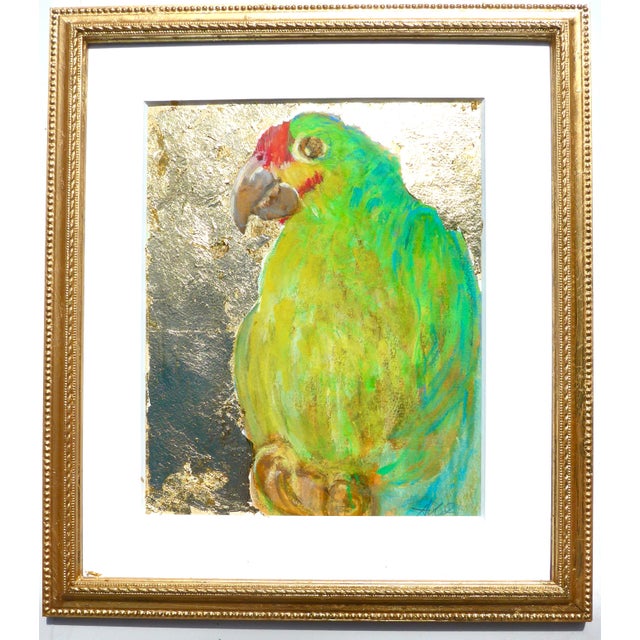 Abstract Parrot Chat - Contemporary Framed Pastel Drawing - Listed Artist Martha Holden For Sale - Image 3 of 6