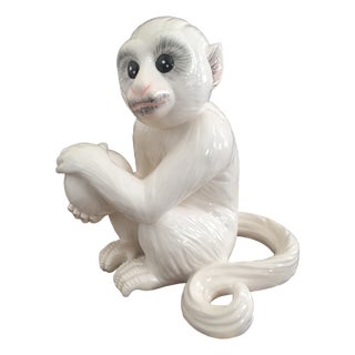 Porcelain Ceramic Mottahedeh White Capuchin Monkey — As Seen at Elvis Presley's Graceland! For Sale