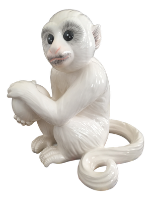 Porcelain Ceramic Mottahedeh White Capuchin Monkey — As Seen at Elvis Presley's Graceland!