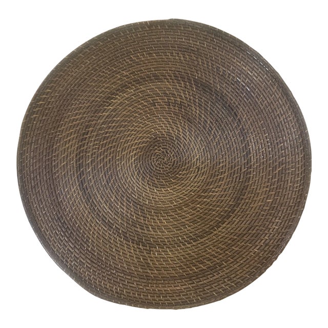 Large Round Woven Rattan Tray For Sale