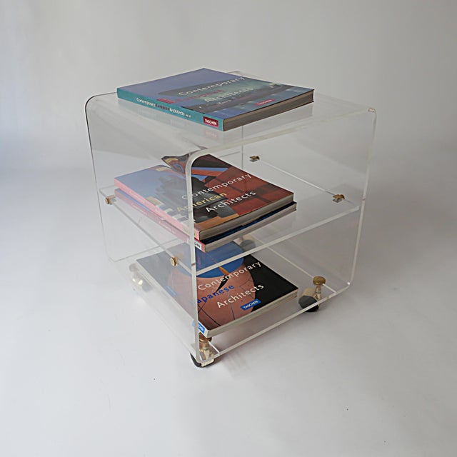 Side Table on Casters in Acrylic Glass by David Lange, 1970s For Sale - Image 6 of 10