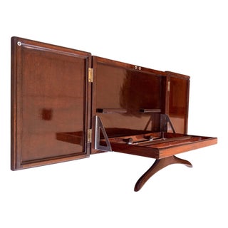 Mid Century Modern Italian Foldable Valet in Mahogany with Hanger For Sale
