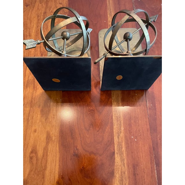 Vintage Mid-Century Armillary Sphere & Arrow Bookends For Sale In Boston - Image 6 of 7