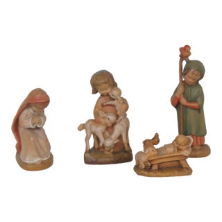 Anri Juan Ferrandiz 4 Piece Nativity Set Joseph Mary Baby Hand Carved Wood 4708b For Sale