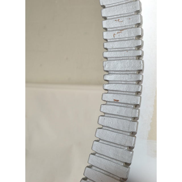 1980 Pair Decorative Oval Fluted Silver Sunburst Wall Mirrors Mid-Century Modern For Sale - Image 12 of 13
