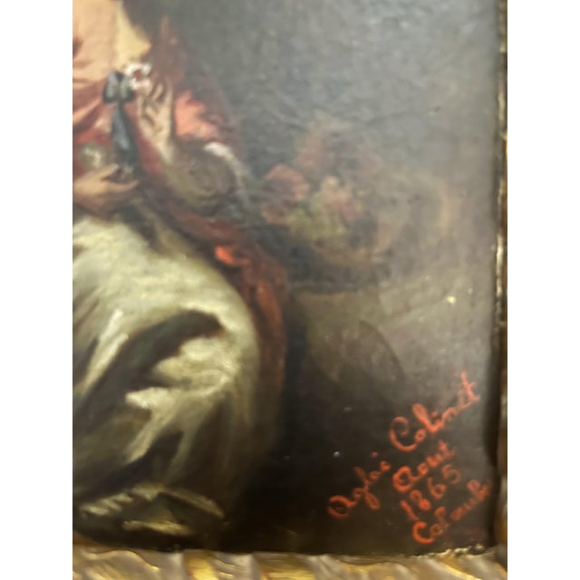 Lovely French Rococo painting depicting a boy in a swing above a couple caught in an engaging moment. It explores common...