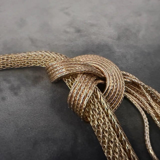 21st Century Vintage Costume Jewelry Gilt Metal Italian Multi Strand Necklace 2 For Sale - Image 12 of 17