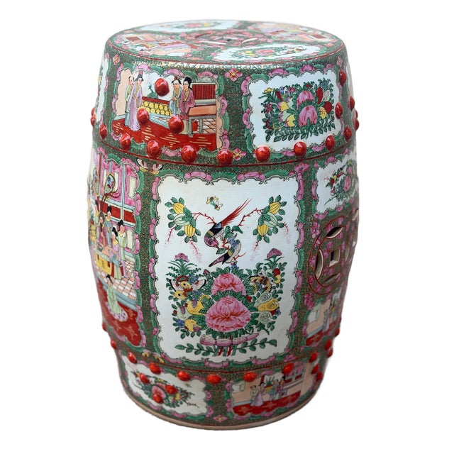 Chinoiserie Mid 20th Century Famille Rose / Rose Medallion Porcelain Garden Stool For Sale - Image 3 of 10