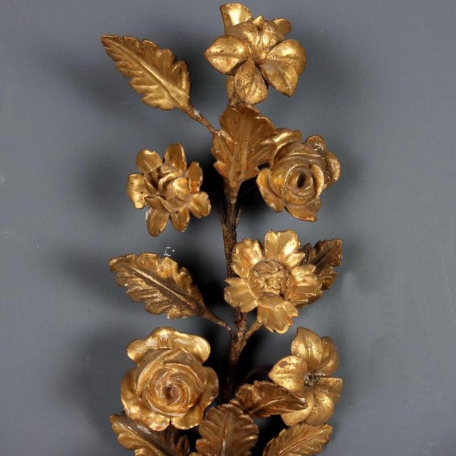 Antique Iron and Gilded Wood Wall Lamps, Italy, 19th Century, Set of 2 For Sale - Image 5 of 7