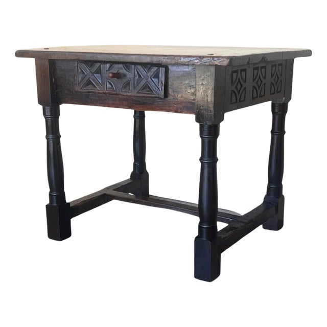 18th Spanish Console Table with Carved Drawers and Original Hardware For Sale