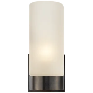 Barbara Barry for Visual Comfort Signature Urbane Sconce in Bronze with Frosted Glass