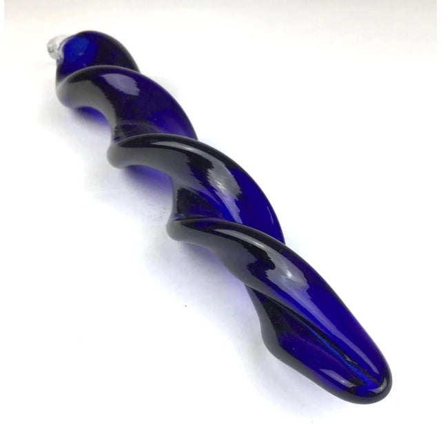 Artisan made swirly turning solid glass cobalt blue garden ornament. We have 2 of these in separate listings. In perfect...