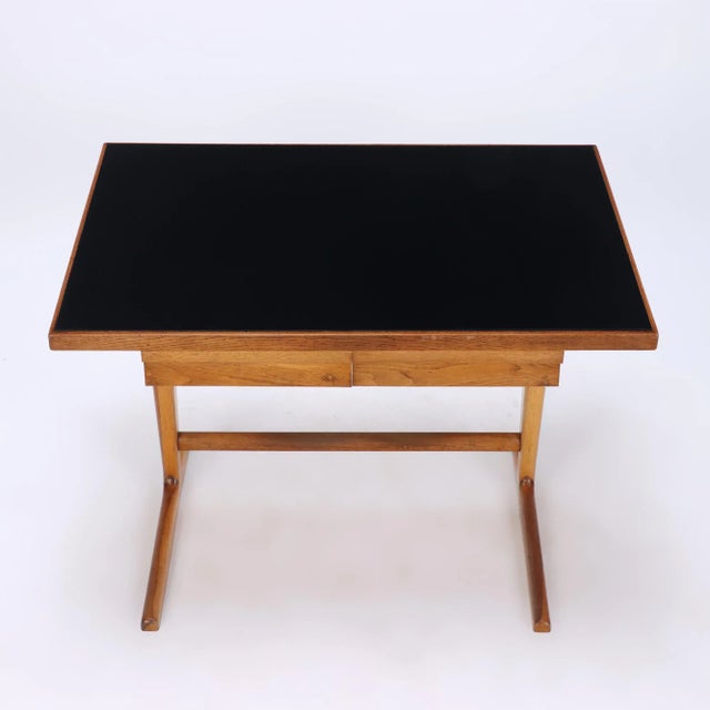 1960s Vintage Italian Architect's Oak Table For Sale - Image 4 of 7