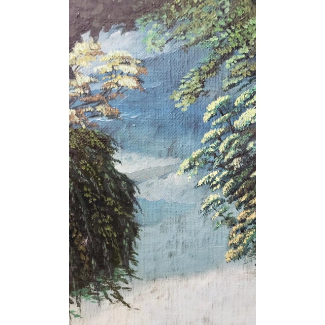 Textile Landscape of Classical Sculptures Overlooking a Lush Country by Robert Franke C.1950s For Sale - Image 7 of 12