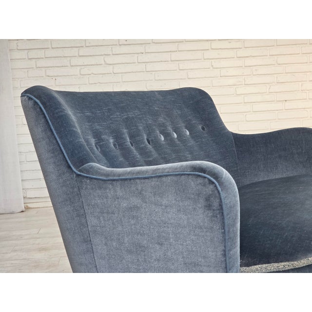 Vintage Danish Two-Seater Sofa in Furniture Velour and Beech, 1960s For Sale - Image 15 of 18