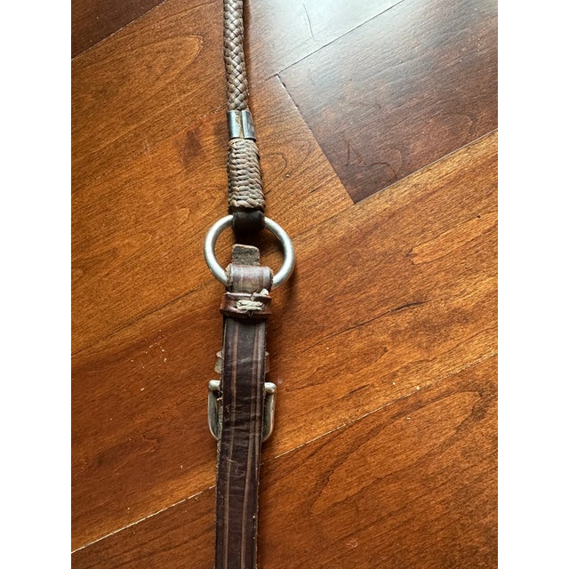 Vintage English 80” Braided Plaited Leather, Stainless Steel Equestrian Horse Rein For Sale - Image 9 of 16