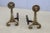 Amazing pair of 1886 solid brass and iron andirons by Bradley & Hubbard, in vintage condition with some wear and patina to...