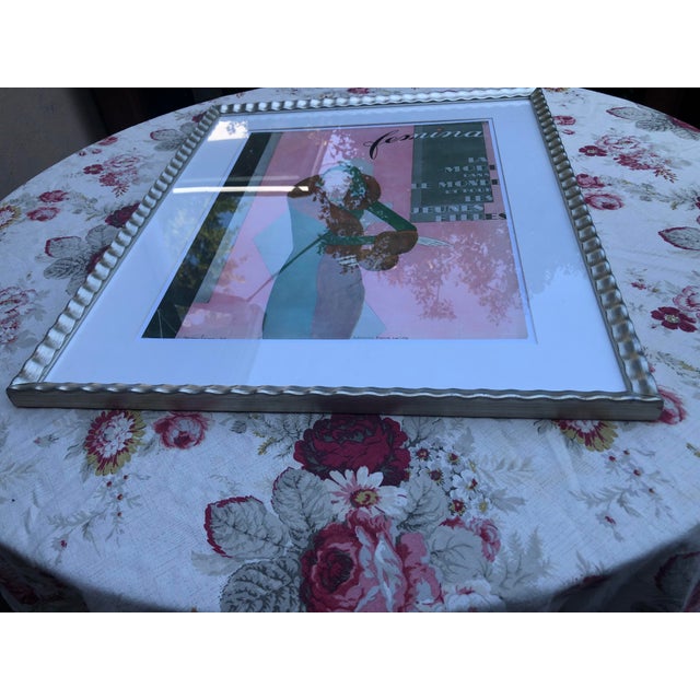 Original 1930 Femina French Art Deco Fashion Magazine Cover, Framed & Matted — Février (February) For Sale In Los Angeles - Image 6 of 11