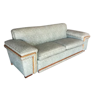 Mid-Century Sofa In the Style of Milo Baughman with Walnut Trim