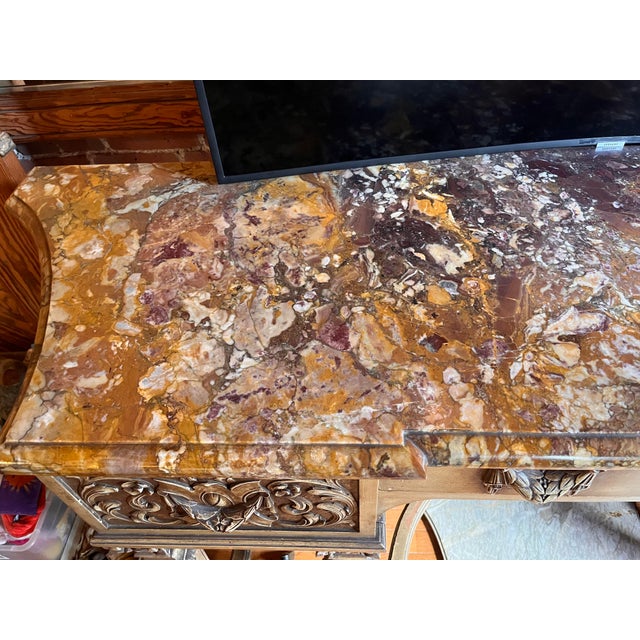 French Antique Breche De Vendome Marble Console Table For Sale - Image 3 of 6