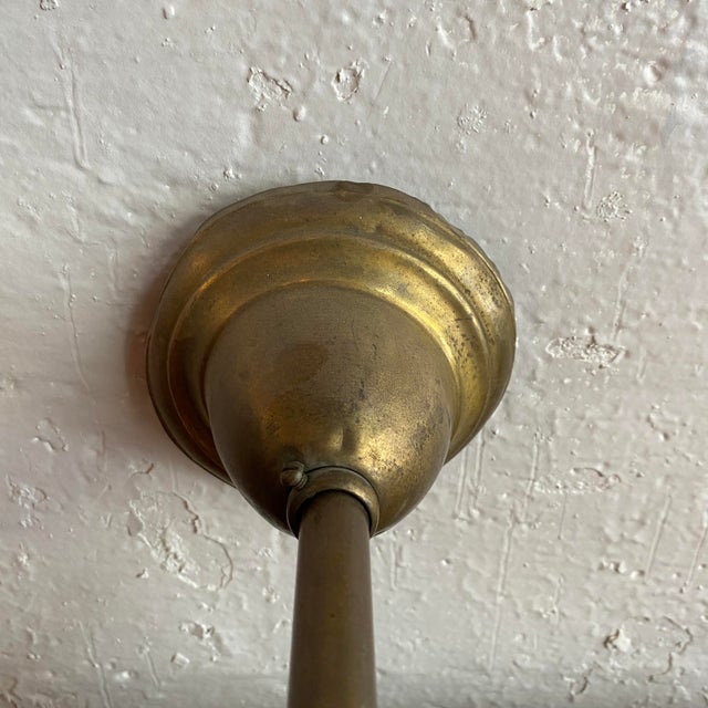 Antique Industrial Brass Wall Sconce With Holophane Glass Shade For Sale - Image 12 of 13