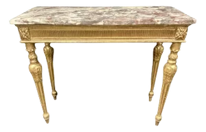 Louis XVI Carved Giltwood Console Table With Marble Top