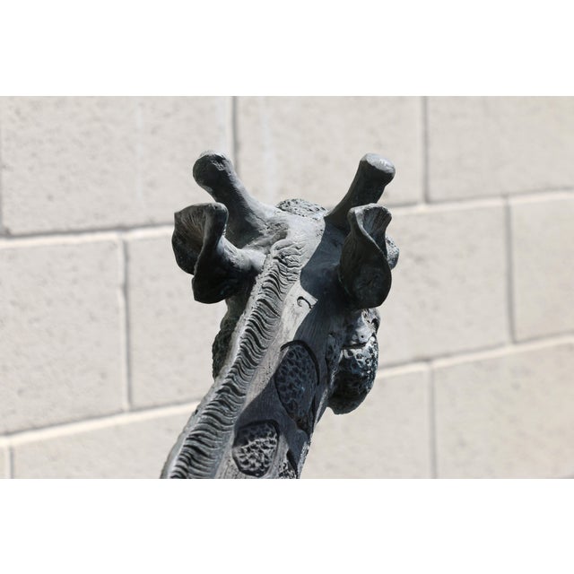 Vintage Pair of Large Bronze Giraffe Garden Sculptures – Outdoor Yard Art With Natural Patina For Sale In Los Angeles - Image 6 of 18