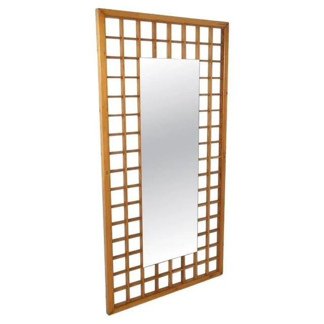 Large Mirror with Wooden Grid, Italy, 1960s For Sale - Image 9 of 9