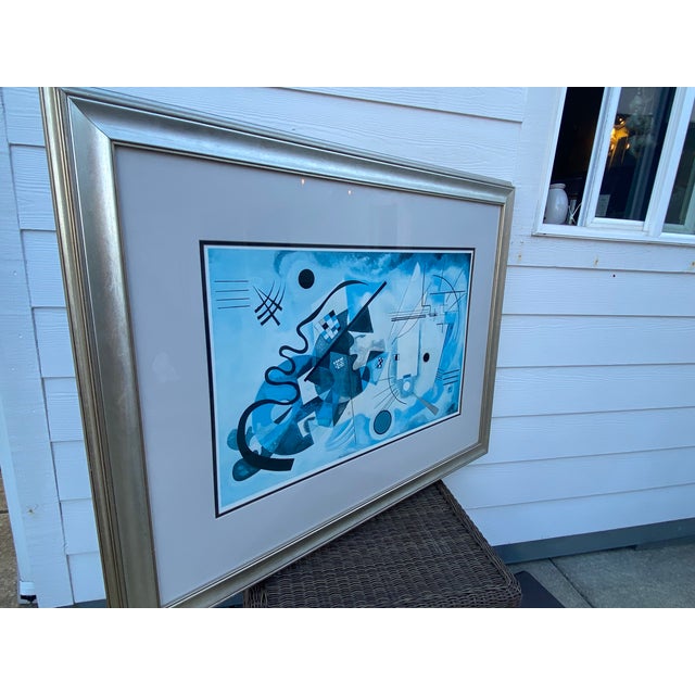 Abstract Oversized Framed Wassily Kandinsky "Untitled (Blue)" Abstract Print in Silver Gilt Frame For Sale - Image 3 of 7