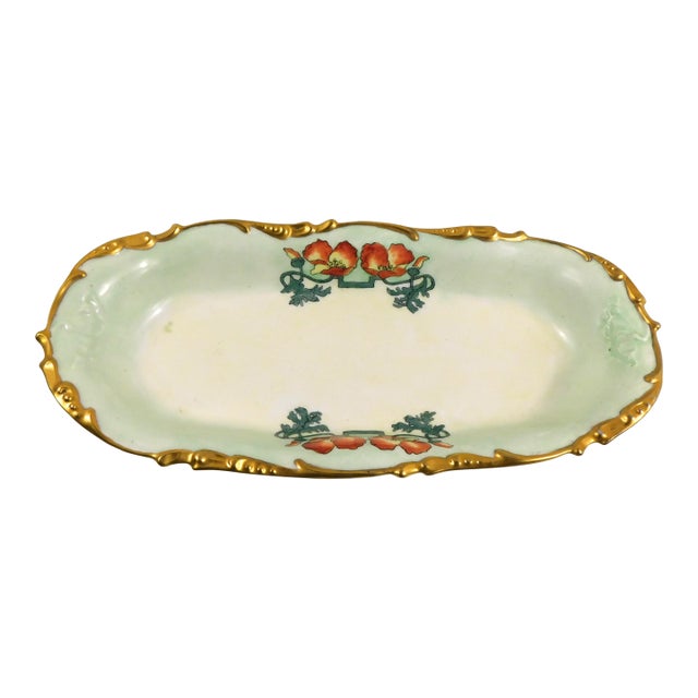 1900s Pale Green Signed Jean Pouyat Serving Bowl # 26956 For Sale