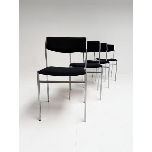 Dutch Modernism: these stackable Dutch design chairs by Gijs van der Sluis date from the 1960s. They feature a minimalist,...