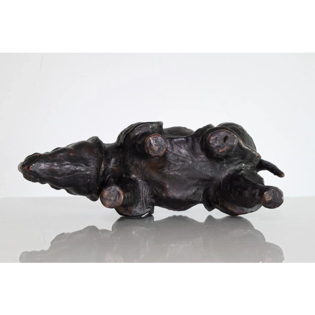 Vintage Mid 20th Century Leather Rhino Sculpture Figure For Sale In Memphis - Image 6 of 7