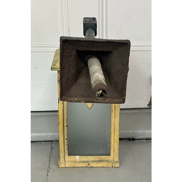 Antique Early 20th C. Aesthetic Movement Mission or Mackintosh Style Outside Iron Wall Lantern For Sale - Image 9 of 17