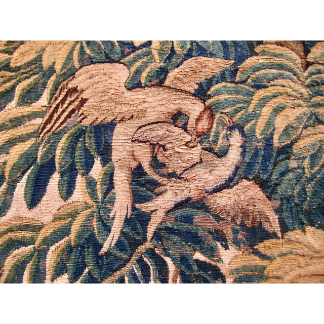 18th Century French Aubusson Verdure Tapestry a Fortress and Two Birds For Sale - Image 12 of 12