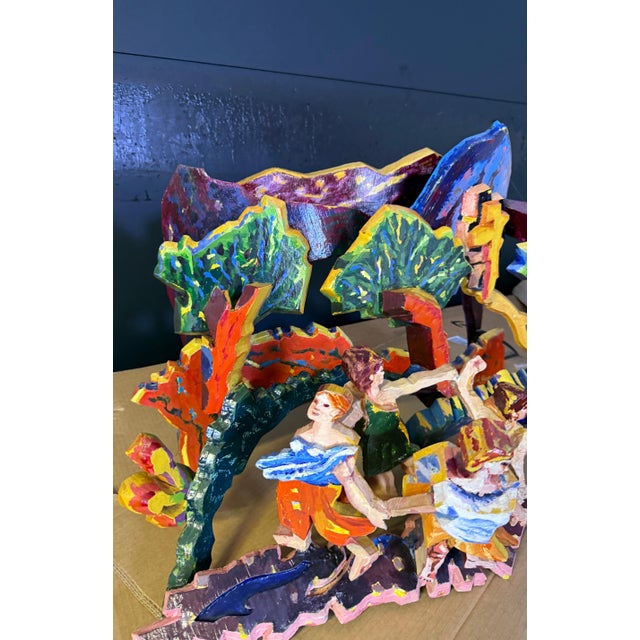 Mimi Gross, Large 3D Sculpture with Hand Painting Construction Mimi Gross Wood Assemblage, 1986 For Sale - Image 4 of 17