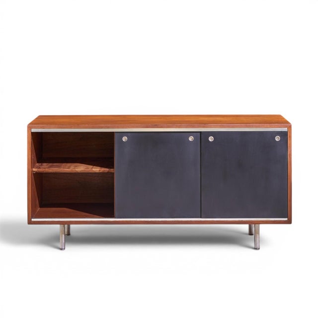 George Nelson for Herman Miller 8000 Series Mid Century Walnut Sliding Door Credenza For Sale In Chicago - Image 6 of 13