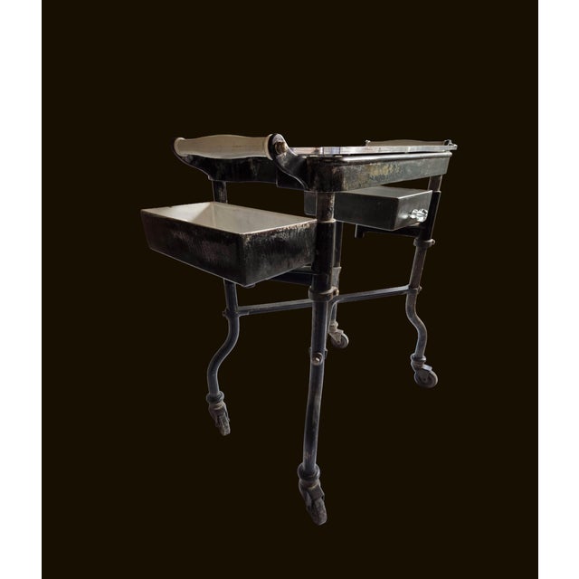 1940's Industrial Steel Welding Workstation Rolling Cart With Swing-Arm Bins For Sale - Image 13 of 15
