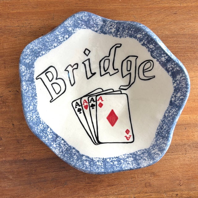 1990s 1998 Folk Art Bridge Dish For Sale - Image 5 of 5