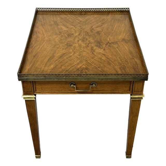 Baker Furniture French Louis XVI Style Accent Table Brass Gallery For Sale